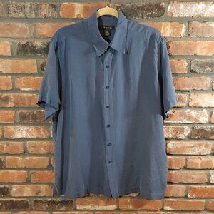J. Ferrar 100% Washable Silk Short Sleeve Button-front Shirt Resortwear Men's L